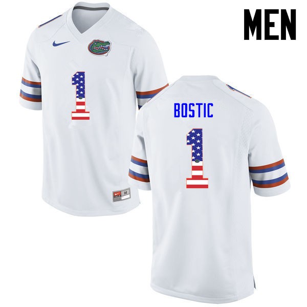 Florida Gators Men #1 Jonathan Bostic College Football USA Flag Fashion White